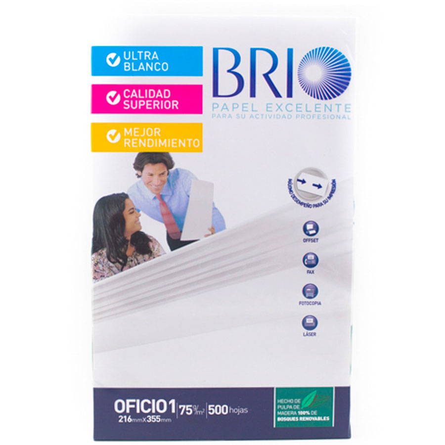 Papel Bond BRIO 75gr. Tamaño (Oficio) 500hjs