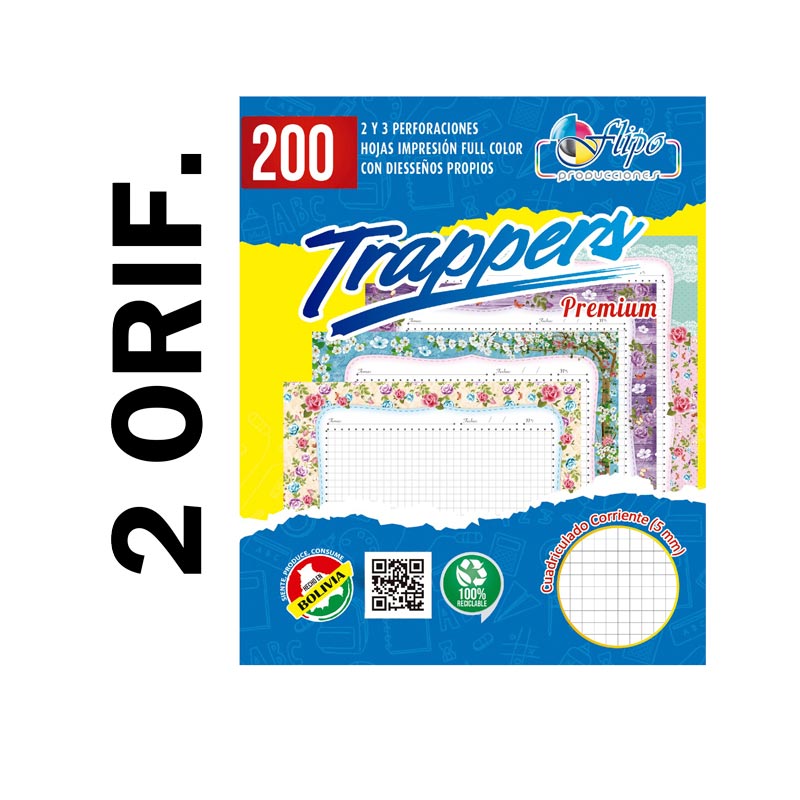 Hojas traper FLIPO FULL COLOR PREMIUM 200hjs (2 Huecos)