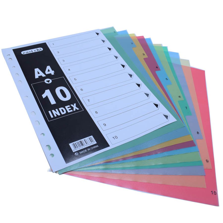 Separador de hojas A4 numerico 1-10 de colores 10pcs