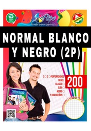 [HTBN-02] Hojas Traper Flipo BLANCO Y NEGRO Normal 200hjs (2P)