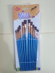 Pincel Plano Mango AZUL en set #1-12 12pcs