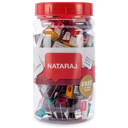 [SHN621] Tajador Rectangular en Frasco Nataraj 50pcs+5 Gomas Nro16