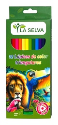 [LS417-12] Color Largo tiangular mina 4mm La Selva de 12 colores + tajador